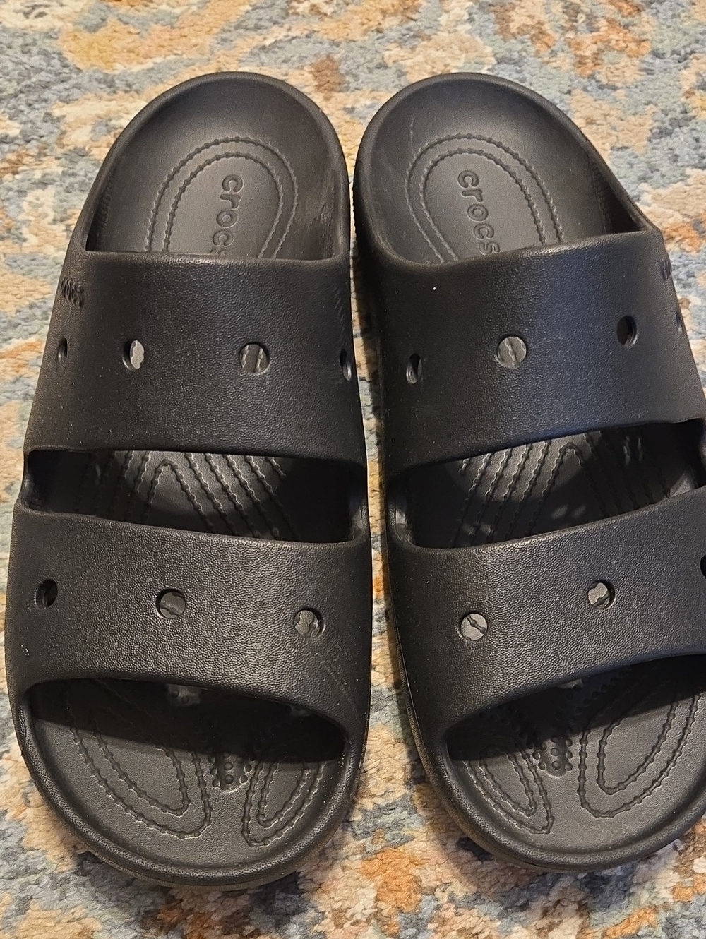 CROCS Classic Black Dual-Strap Slide Sandals Size Medium 11
